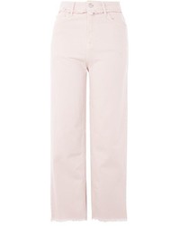 Topshop Moto Pink Cropped Wide Leg Jeans