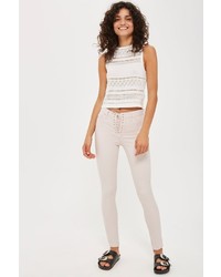 Topshop Moto Pink Lace Up Leigh Jeans
