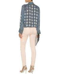 Balmain Quilted Mid Rise Skinny Jeans