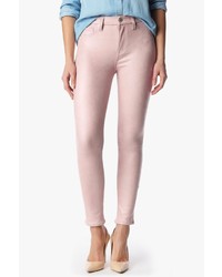 7 For All Mankind The Seamed Skinny In Crackled Leather Like Dusty Pink