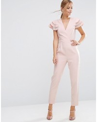 Asos Wrap Jumpsuit With Frill Sleeve