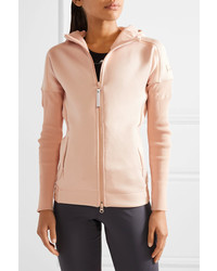 adidas by Stella McCartney Zne Stretch Jersey And Ribbed Knit Hooded Top Pastel Pink