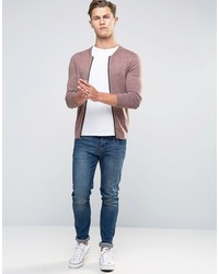 Asos Knitted Cotton Bomber Jacket In Muscle Fit