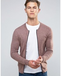 Asos Knitted Cotton Bomber Jacket In Muscle Fit