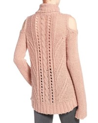 Pam & Gela Cold Shoulder Cable Knit Sweater
