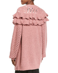 Moschino Boutique Oversized Ruffled Loose Knit Cardigan