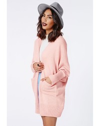 Missguided Valene Oversize Batwing Slouch Cardigan Pale Pink