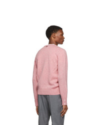 Thom Browne Pink Stripe Relaxed Fit V Neck Cardigan