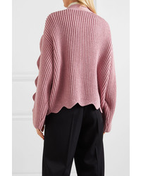 Stella McCartney Scalloped Ribbed Cotton And Wool Blend Cardigan