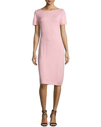 St. John Santana Knit Short Sleeve Dress Dress Pink