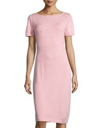 St. John Santana Knit Short Sleeve Dress Dress Pink