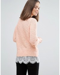 Only Knit Side Zipped Sweater With Lace Underlayer