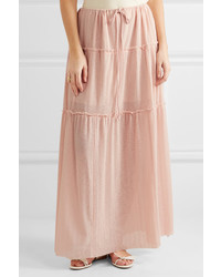 See by Chloe See By Chlo Tiered Stretch Knit Maxi Skirt Pastel Pink