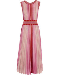 Missoni Reversible Metallic Stretch Knit Midi Dress Pink