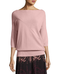 Fuzzi 34 Sleeve Off The Shoulder Wool Sweater Light Pink