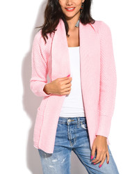 Pink Cashmere Blend Longline Open Cardigan