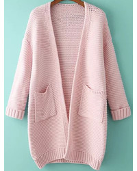 With Pockets Knit Pink Cardigan