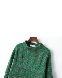 Long Sleeve Chunky Knit Loose Khaki Sweater