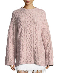 Milly Oversized Fisherman Cable Knit Sweater