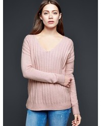 Gap Ribbed V Neck Pullover Sweater