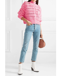 Isabel Marant Zoe Oversized Open Knit Cotton Blend Turtleneck Sweater