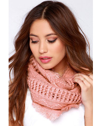 Charmed Im Sure Blush Pink Knit Infinity Scarf