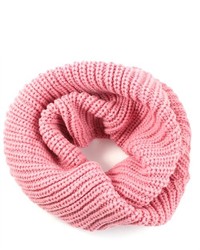 IDS 2 Circle Cable Knit Cowl Neck Long Scarf Shawl Pink