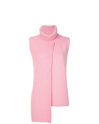 Pink Knit Sleeveless Turtleneck