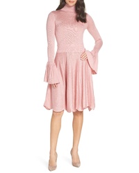 CAARA Pleated Cuff Sweater Dress