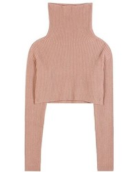 Valentino Knitted Wool And Cashmere Cropped Turtleneck Top