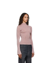 Lanvin Pink Shiny Turtleneck Sweater