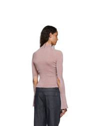 Lanvin Pink Shiny Turtleneck Sweater