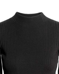 h and m sweater green ribbed dress mock neck