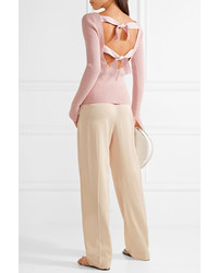 Elizabeth and James Fay Tie Back Ribbed Knit Sweater Pastel Pink