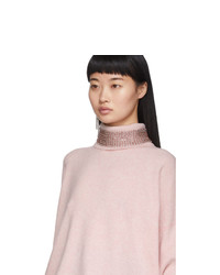 Alexander Wang Pink Wool Crystal Collar Turtleneck