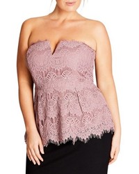 City Chic Deep V Strapless Lace Corset Top