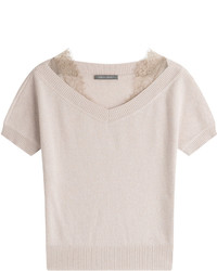 Alberta Ferretti Lace Trimmed Wool Top With Cashmere
