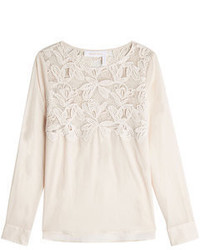 See by Chloe See By Chlo Lace Appliqu Cotton Top