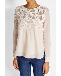 See by Chloe See By Chlo Lace Appliqu Cotton Top