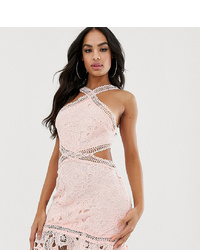 Missguided Cut Out Lace Mini Dress In Blush