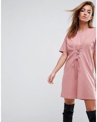 Pink Lace Casual Dress