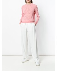 Barrie Fluttering Lace Cashmere Round Neck Pullover