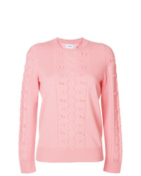 Barrie Fluttering Lace Cashmere Round Neck Pullover