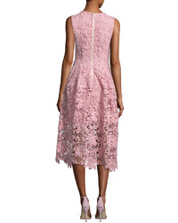 Nicholas Bellflower Guipure Lace Sleeveless V Neck Ball Dress Pink