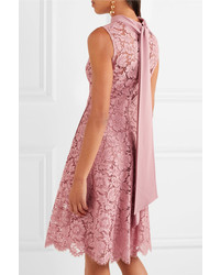 Valentino Cotton Blend Corded Lace Dress Pink
