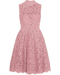 Valentino Cotton Blend Corded Lace Dress Pink