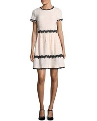 Kate Spade New York Jayne Jewel Neck Tweed Mini Dress W Lace Trim
