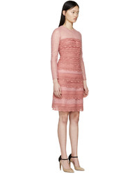 Burberry Prorsum Pink Tiered French Lace Dress