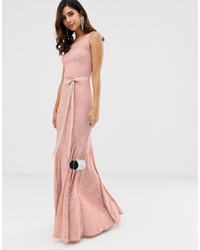City Goddess All Over Lace Maxi Dress With Belt Detail