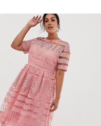 Boohoo Plus Crochet Lace Midi Dress In Blush